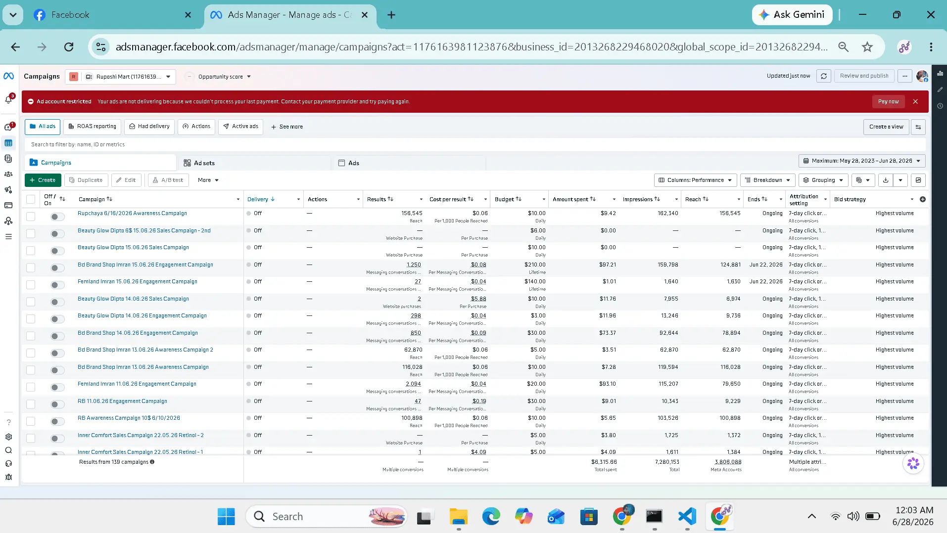 Ruposhi Mart & Partner Brands paid ads results