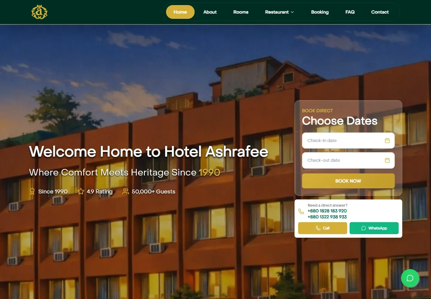 Hotel Ashrafee website screenshot