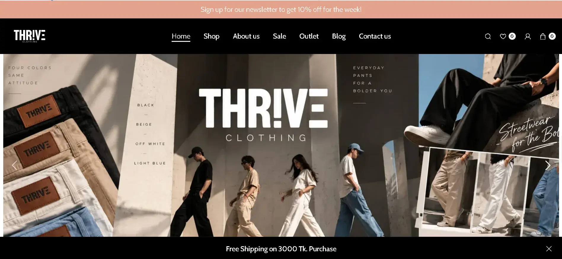 Thrive Clothing website screenshot
