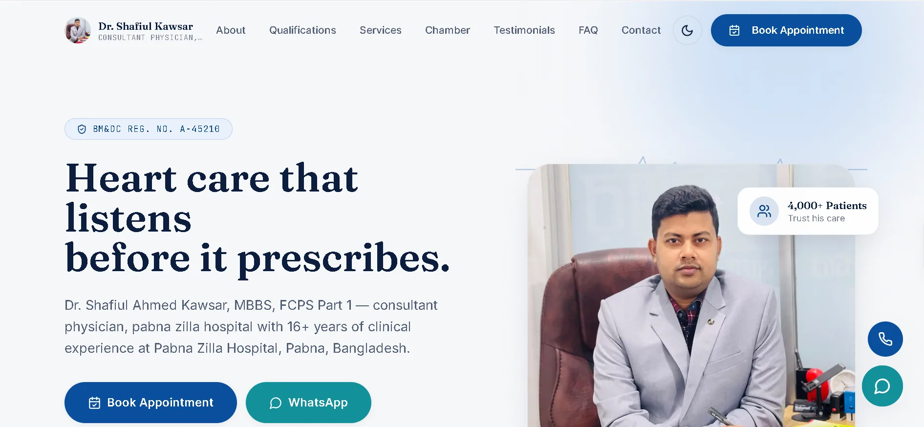 Dr. Shafiul Islam Kawsar website screenshot