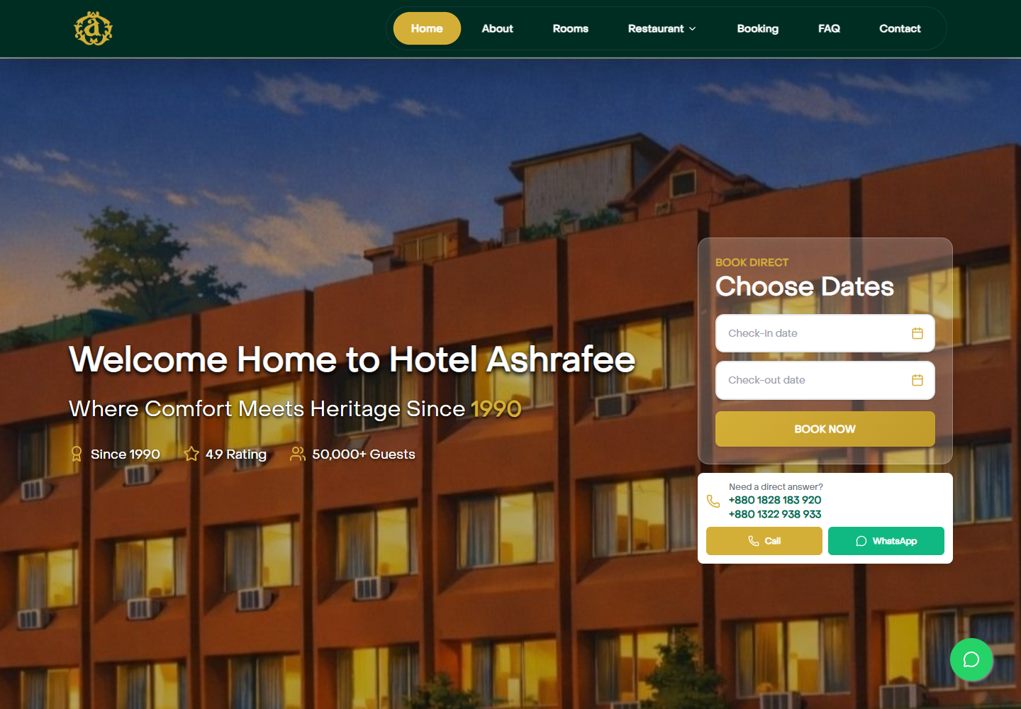 Hotel Ashrafee website screenshot